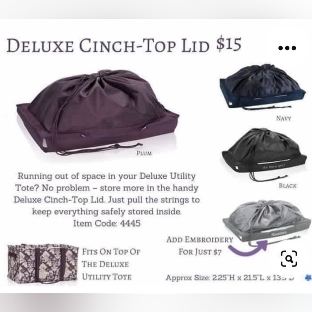 Thirty-One Deluxe Utility Tote Grey Cinch Top